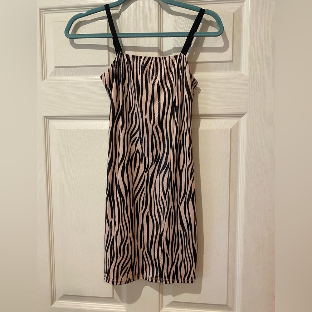 Pink zebra print mini dress size small